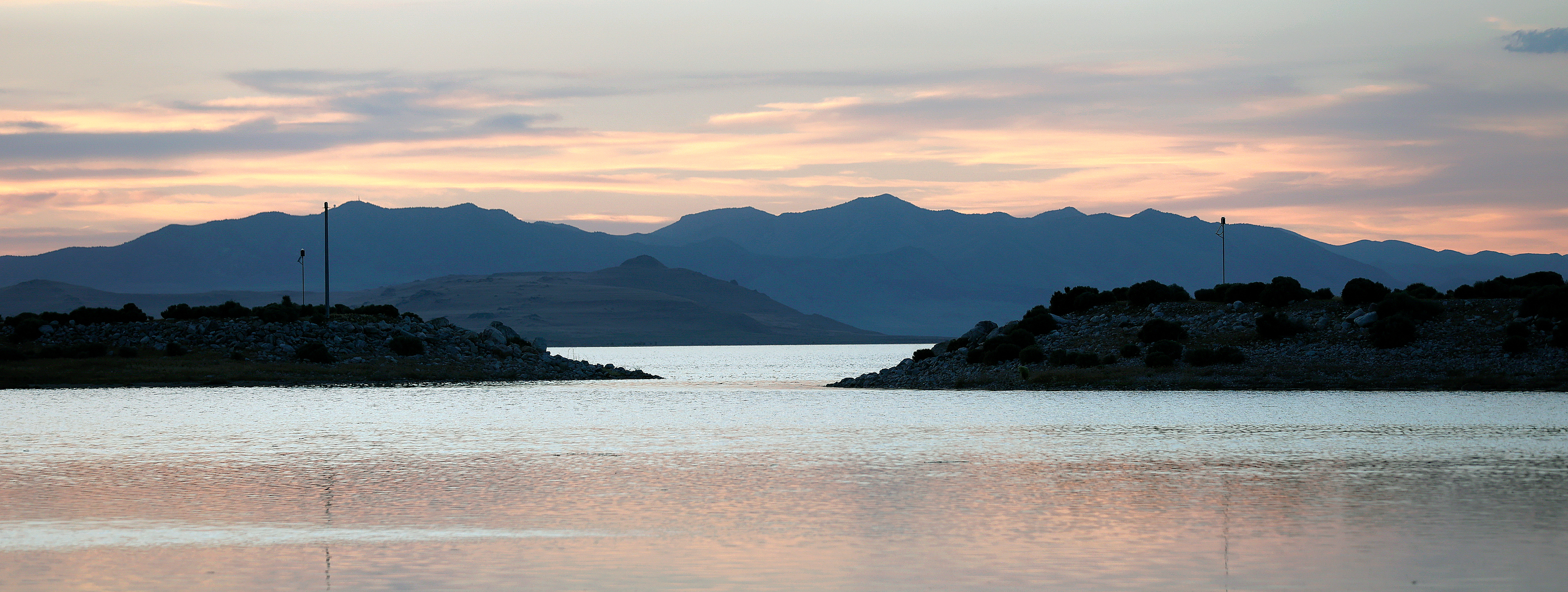 The entry to the Antelope Island Marina is pictured in the Great Salt Lake on June 5. The Great Salt Lake Watershed Enhancement Trust is releasing up to $10 million in grant funds for projects that will "protect or restore wetlands and habitats" of the lake.