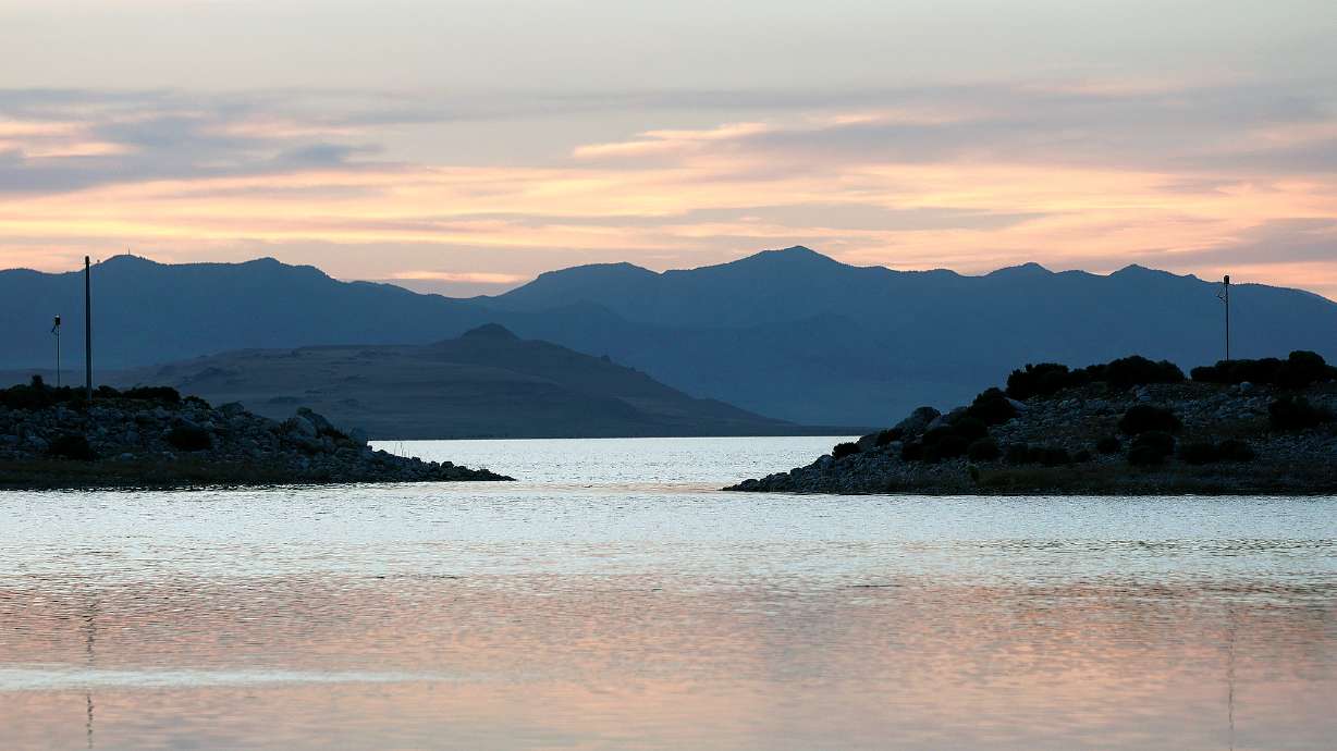 The entry to the Antelope Island Marina is pictured in the Great Salt Lake on June 5. The Great Salt Lake Watershed Enhancement Trust is releasing up to $10 million in grant funds for projects that will "protect or restore wetlands and habitats" of the lake.