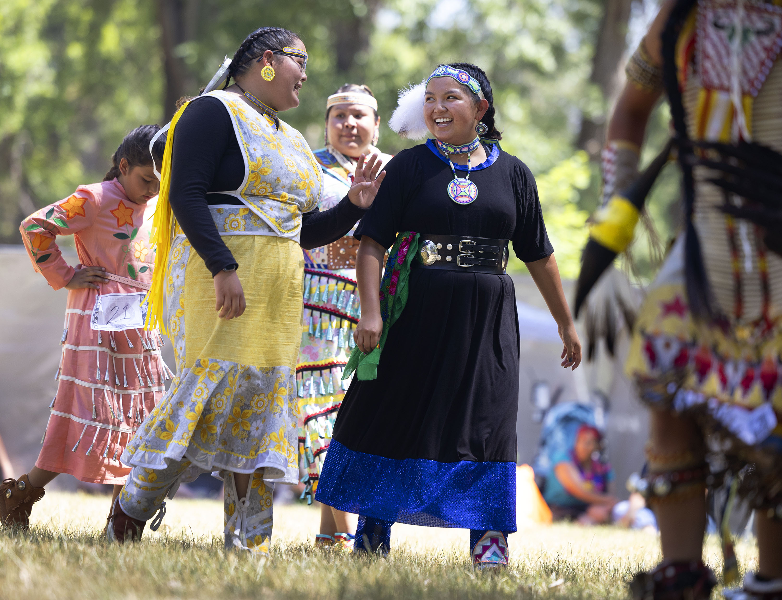 Women dance during the Native American Celebration in the Park at Liberty Park in Salt Lake City on Saturday, July 23, 2022.