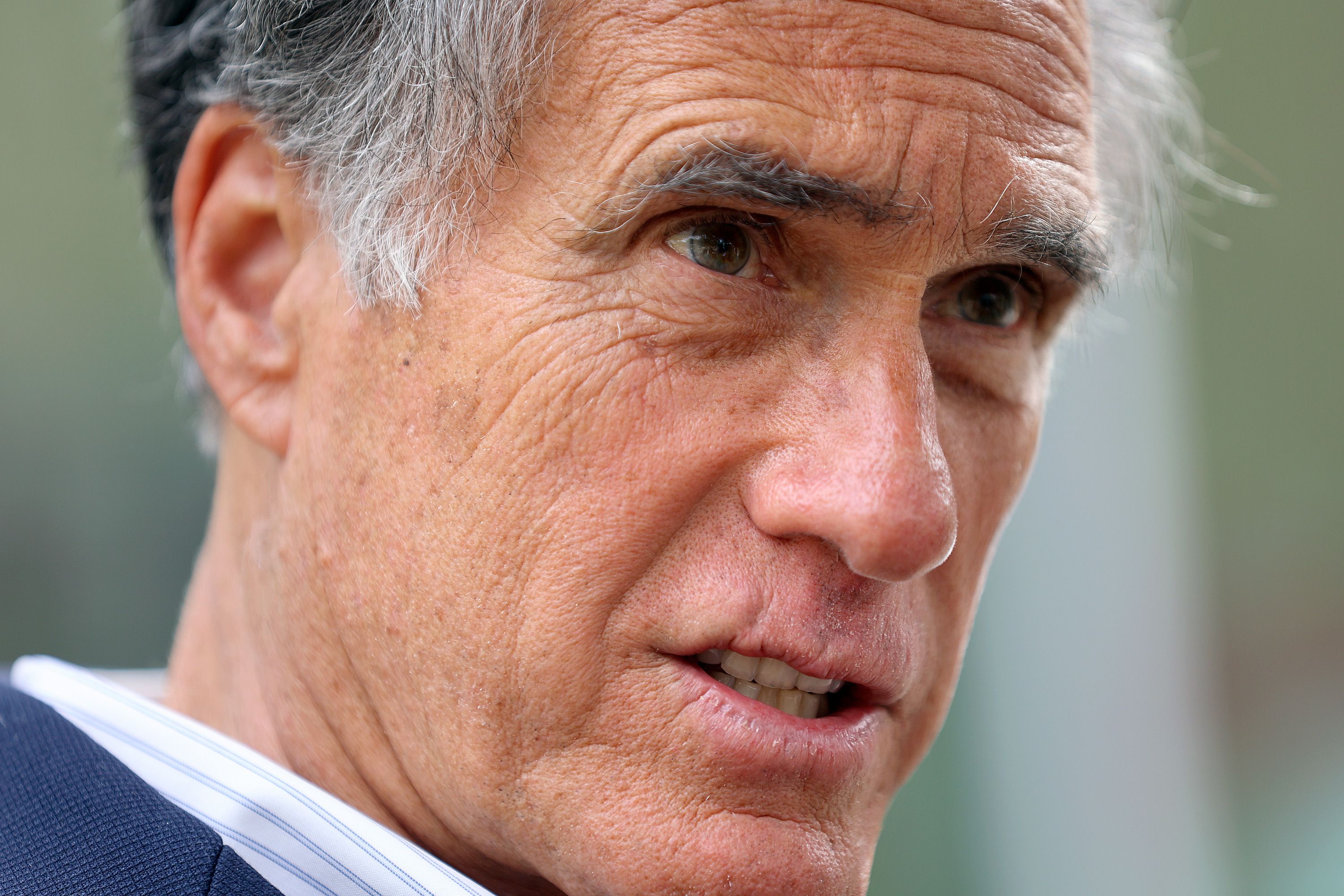 Sen. Mitt Romney, R-Utah, talks to members of the media after a roundtable discussion in West Jordan on May 5. Romney was one of the lead negotiators as a Senate committee worked to clear the reauthorization of the Pandemic and All-Hazards Preparedness and Response Act.