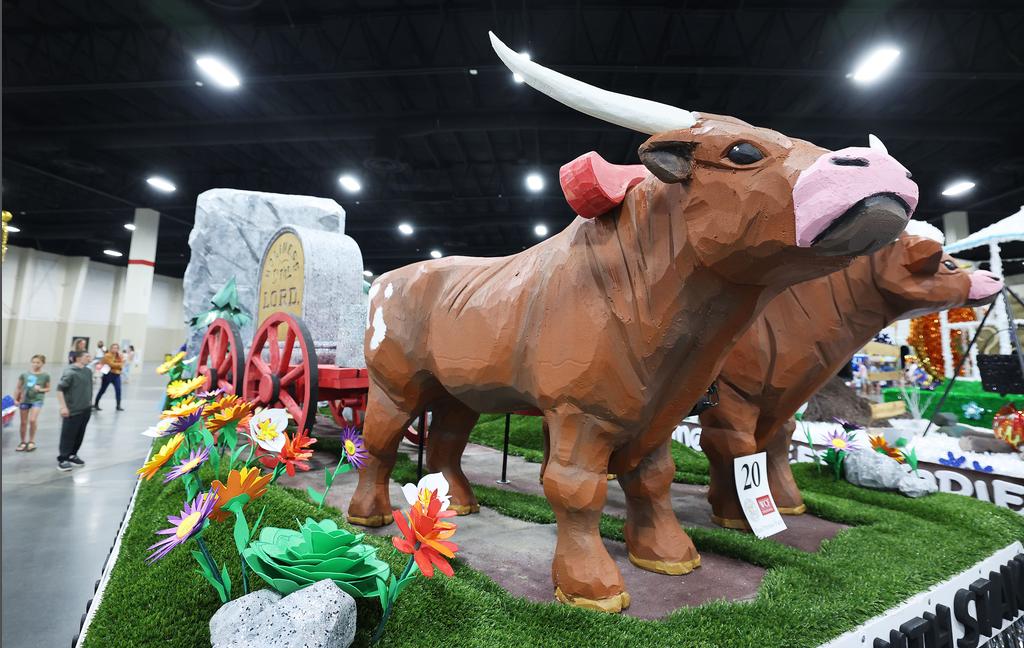 Days of '47 Parade floats are on display at the Mountain America Expo Center in Sandy on Friday and Saturday.