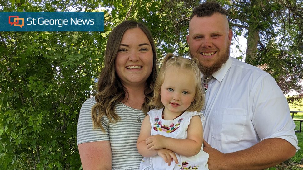Caleb Lofgran poses with his wife, Emmalee, and their daughter, Hailey. Caleb remains in recovery following a head-on collision involving two brothers in Iron County earlier this week.