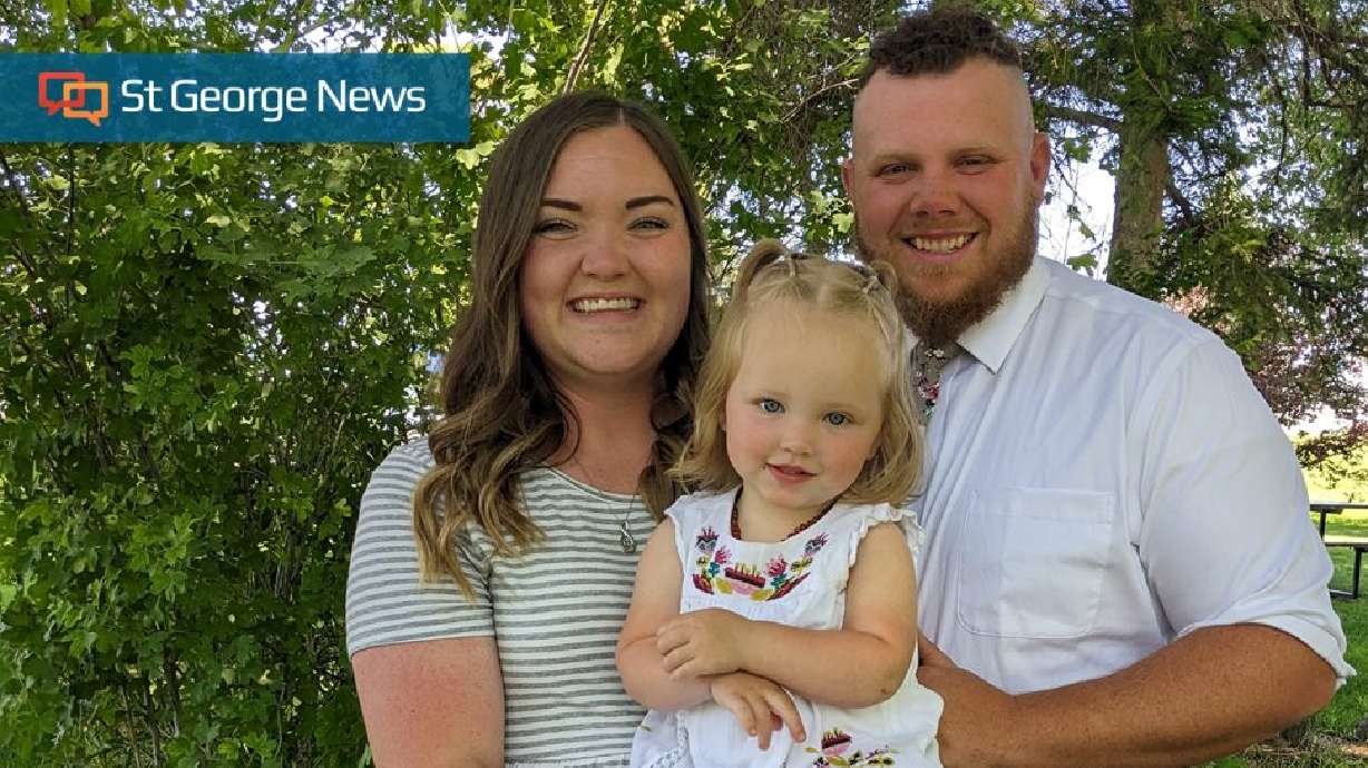 Caleb Lofgran poses with his wife, Emmalee, and their daughter, Hailey. Caleb remains in recovery following a head-on collision involving two brothers in Iron County earlier this week.
