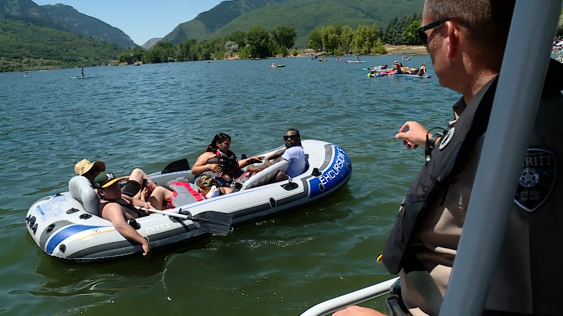 A Weber County deputy warns visitors about water safety. As more and more people try to cool off at Utah's lakes and reservoirs, more police patrol the area to keep everyone safe.