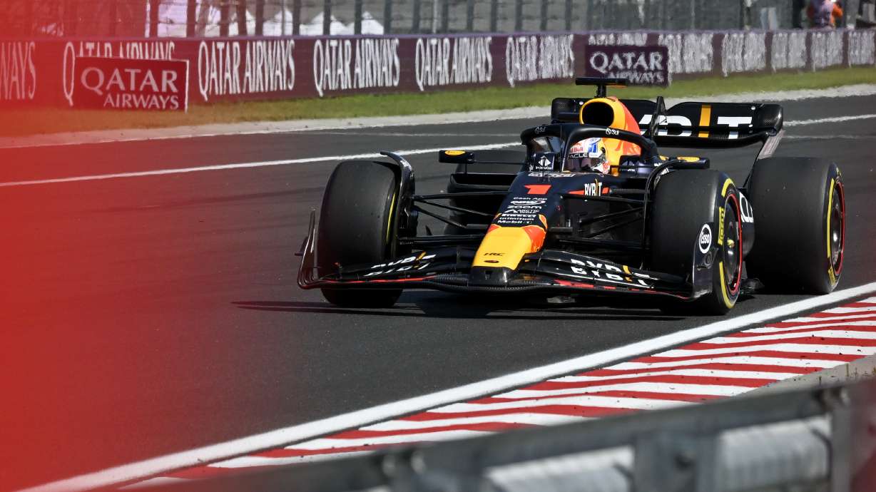 Dutch Formula One driver Max Verstappen of Red Bull Racing steers his car during the Formula One Hungarian Grand Prix auto race, at the Hungaroring racetrack in Mogyorod, near Budapest, Hungary, Sunday, July 23, 2023.
