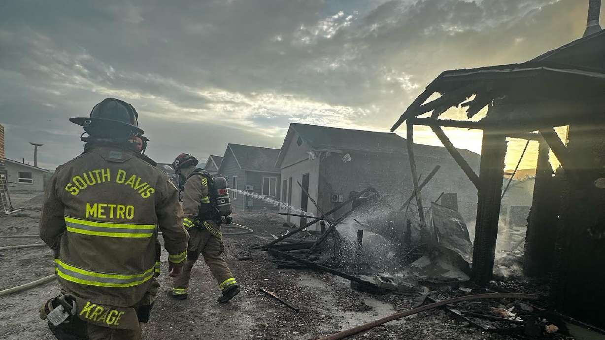 A duck hunting cabin and a boathouse were destroyed, and a second cabin suffered damage, following a fire Monday morning near Woods Cross.