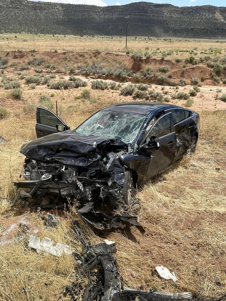 Four people were transported to a hospital after a crash involving two vehicles and a semitruck occurred along state Route 59 southeast of Hurricane near Apple Valley on Monday.