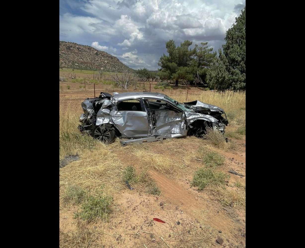 Four people were hospitalized after a crash involving two vehicles and a semi truck occurred along state Route 59 southeast of Hurricane near Apple Valley on Monday.