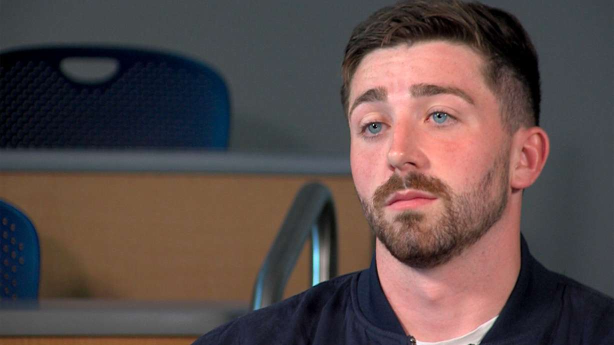 Former USU football linebacker Patrick Maddox talks about a court complaint against his former football coach, Blake Anderson, and Utah State University, on Oct. 28, 2022. Maddox has settled for $150,000.