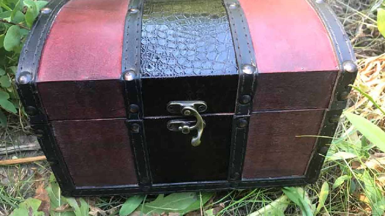 This treasure chest, hidden somewhere in eastern Idaho, contains a certificate for $5,000 and other prizes donated by local businesses. Finders, keepers.
