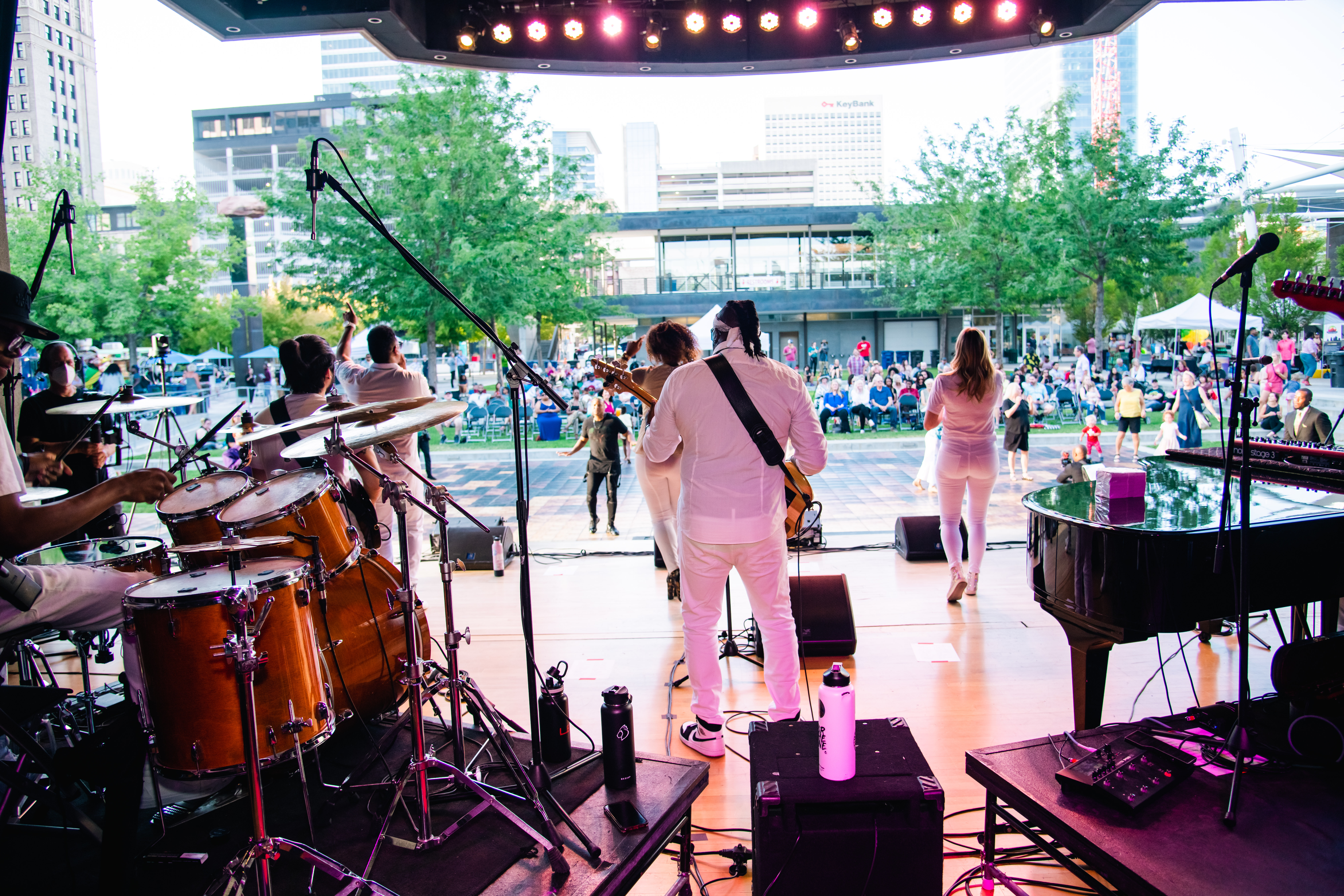 A band plays at the Utah Black Chamber's 2022 business expo and Motown concert at the Galivan Center in Salt Lake City. 
