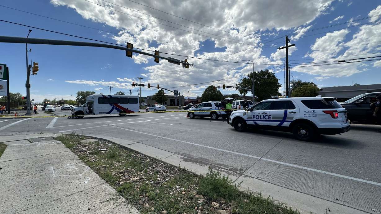 A motorcyclist is in critical condition after a collision with a Utah Transit Authority shuttle Friday.