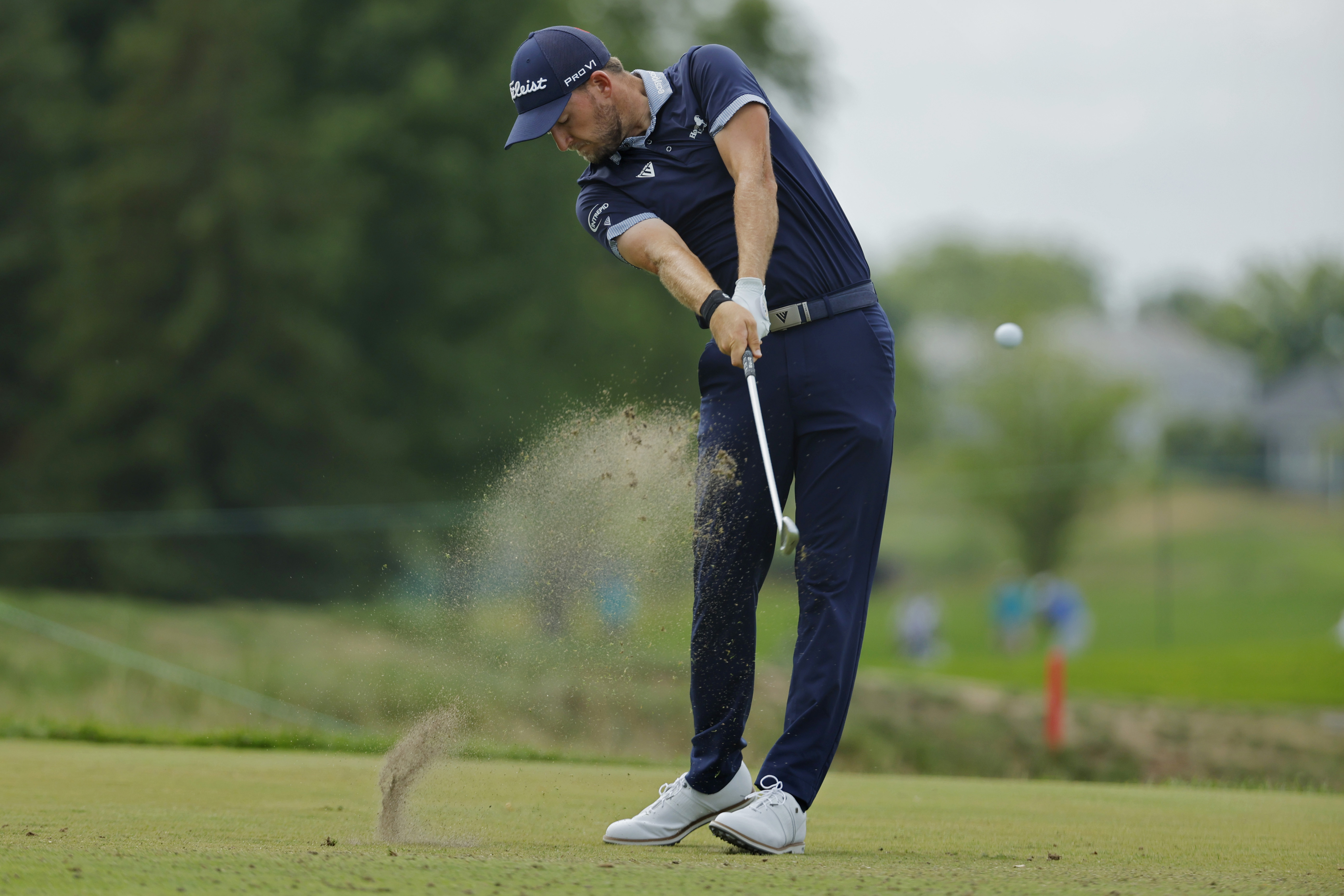 Lee Hodges tees off on the fourth hole during the second round of the 3M Open golf tournament at Tournament Players Club on Friday, July 28, 2023, in Blaine, Minn.