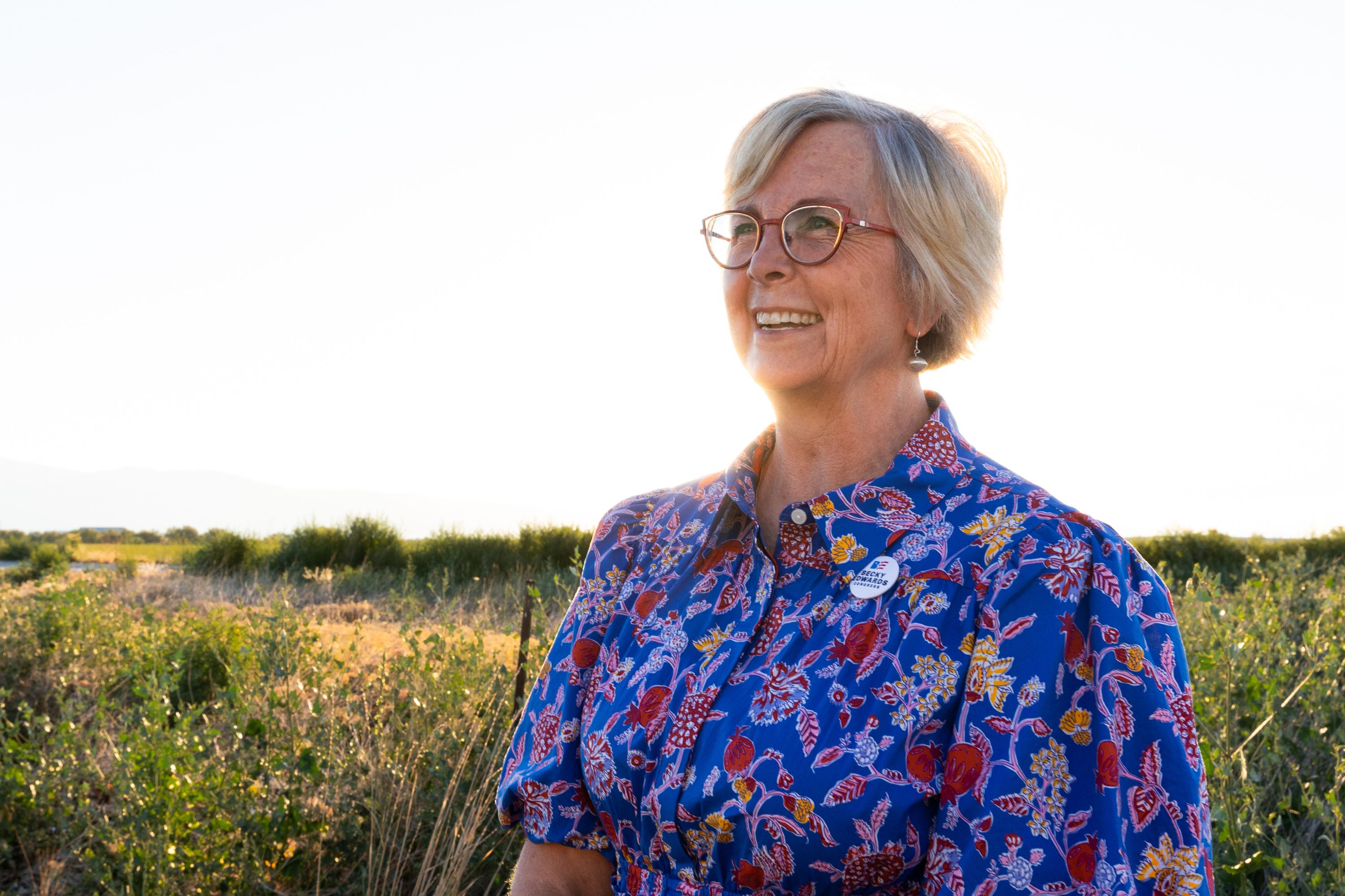 Becky Edwards poses at an informal meet-and-greet at Porter Way Park in Stansbury Park on July 20. Edwards is one of the candidates running for the congressional seat being vacated by Rep. Chris Stewart.