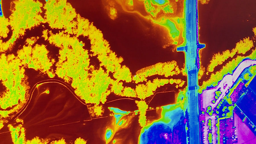 Utah State researchers created detailed maps of the Logan River waters flowing over the banks, using infrared technology.