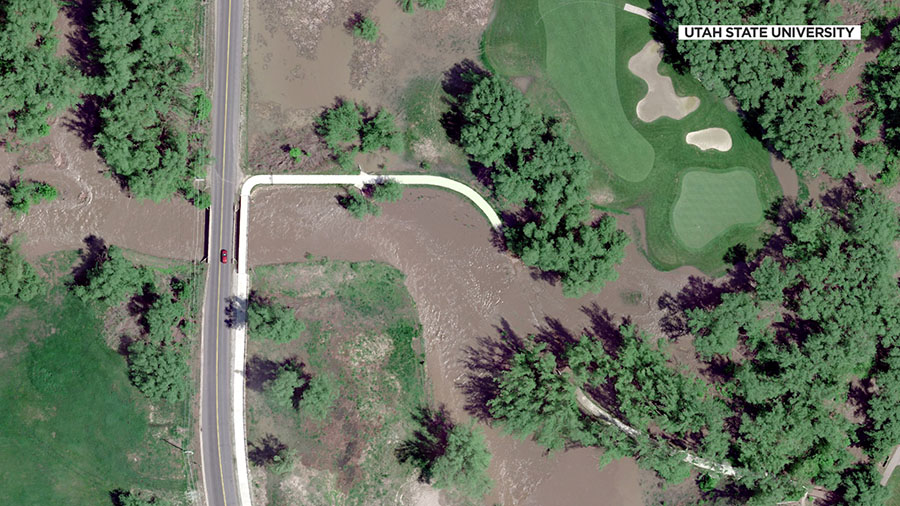 Utah State researchers created detailed maps of the Logan River waters flowing over the banks.