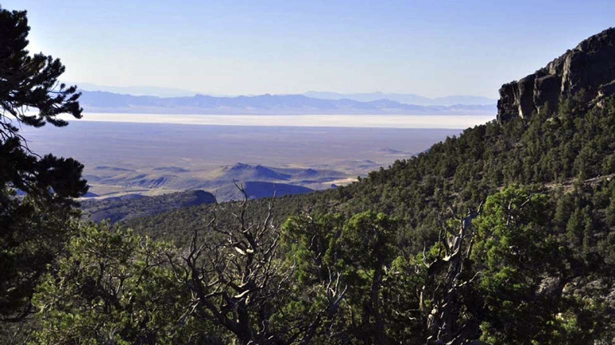 Trees grow on a mountain range north of Sevier Lake in Millard County. Environmentalists filed a lawsuit Monday to prevent construction of a new potash mine they say would devastate a lake ecosystem in the drought-stricken western Utah desert.