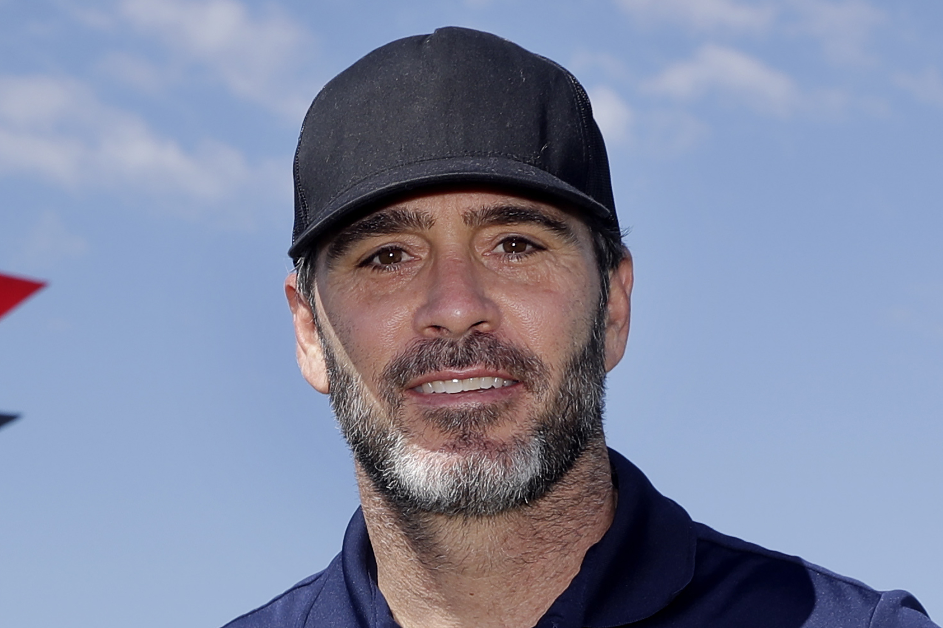FILE - Driver Jimmie Johnson poses outside Kentucky Speedway before a NASCAR Cup Series auto race Sunday, July 12, 2020, in Sparta, Ky. Seven-time Cup Series champion Jimmie Johnson and his former crew chief of the No. 48 Hendrick Motorsports Chevrolet Chad Knaus headline a list of 15 nominees for the NASCAR Hall of Fame Class of 2024. 