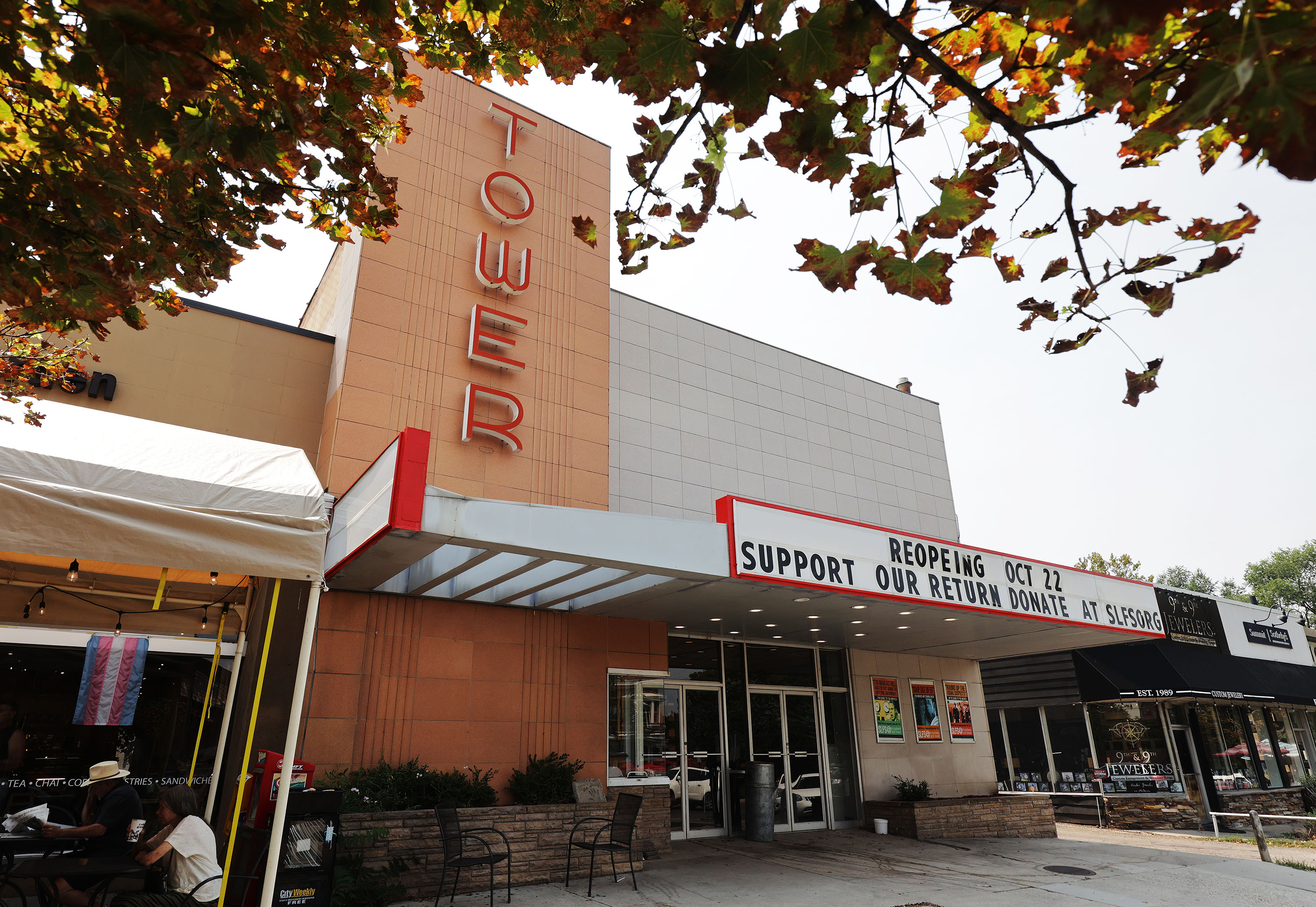 The Tower Theatre in Salt Lake City is pictured on Aug. 27, 2021. The Salt Lake Film Society says the theater, located at the heart of the 9th and 9th neighborhood, won't reopen in 2023. But its owners have big plans for the building's next 100 years.