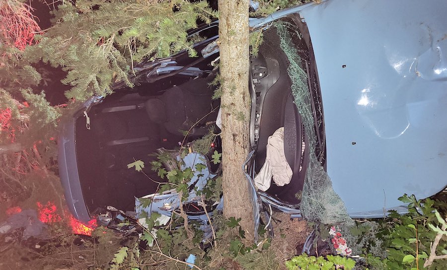 Rescue crews respond to a crash involving four teenagers in Payson Canyon on Friday.