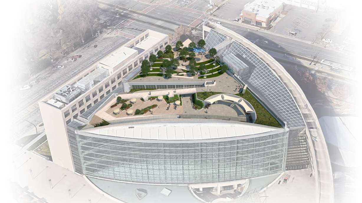 A rendering of what the rooftop of Salt Lake City's Main Library Branch will look like after it is renovated. The project is set to begin Monday and be completed by the fall of 2024, according to the Salt Lake City Public Library System.