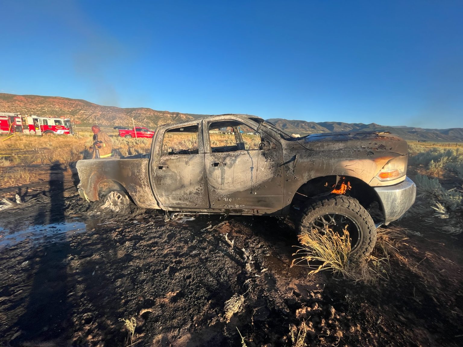A man in his 30s died Friday from injuries after escaping his truck that caught fire on I-15 in Iron County. 