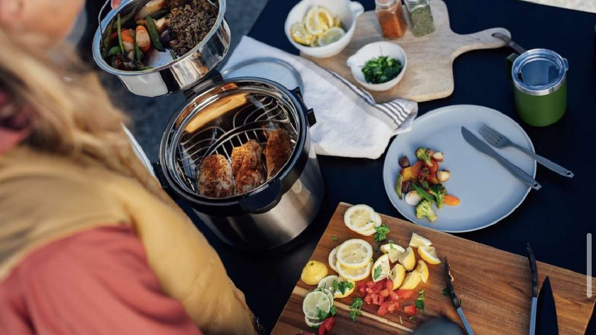 A variety of meat is made in the RockPot, location and date unspecified.