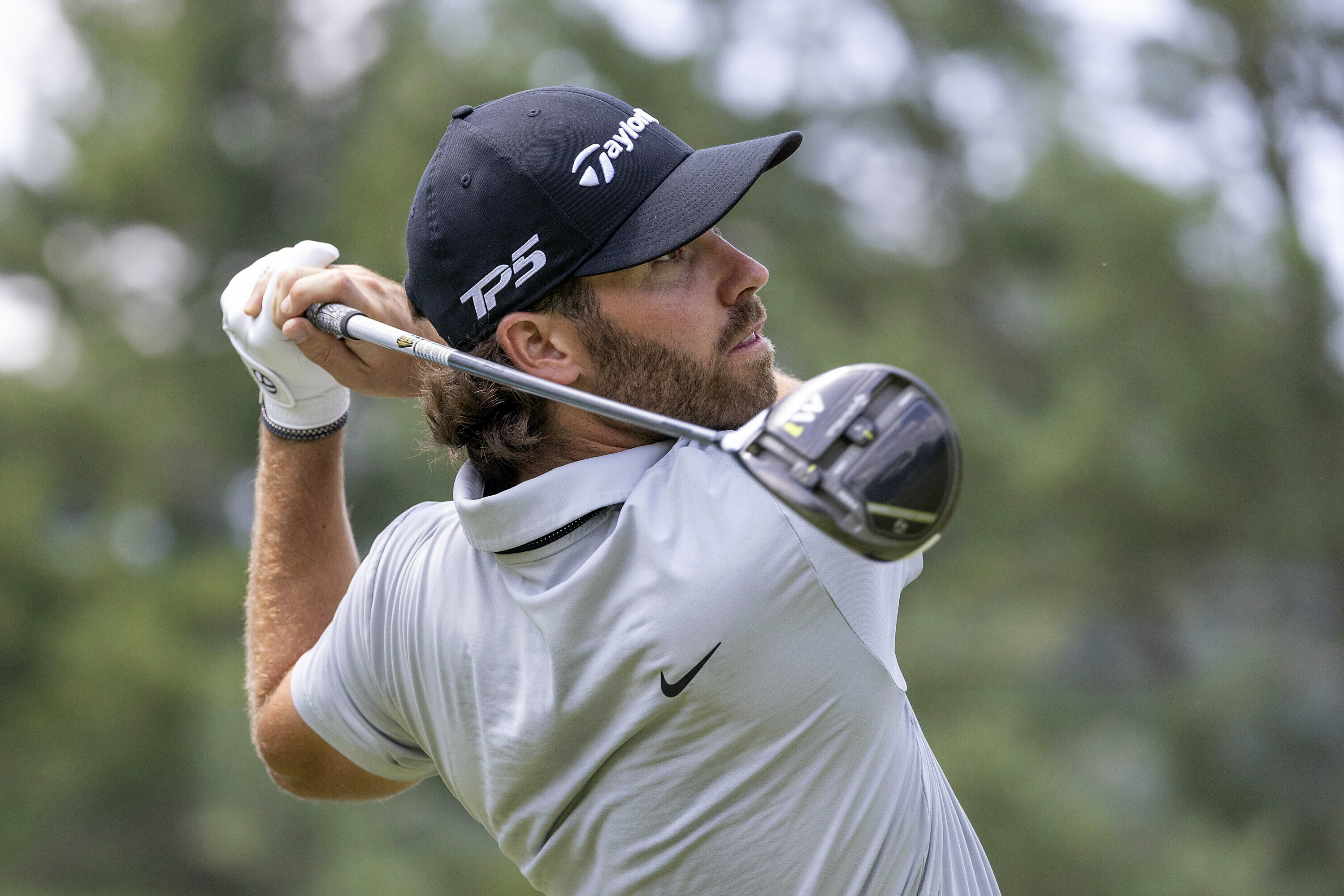 Matthew Wolff of Smash GC hits his shot from the second tee during the second round of LIV Golf tournament at The Greenbrier, Saturday, Aug. 5, 2023 in White Sulfur Springs, W.Va. 