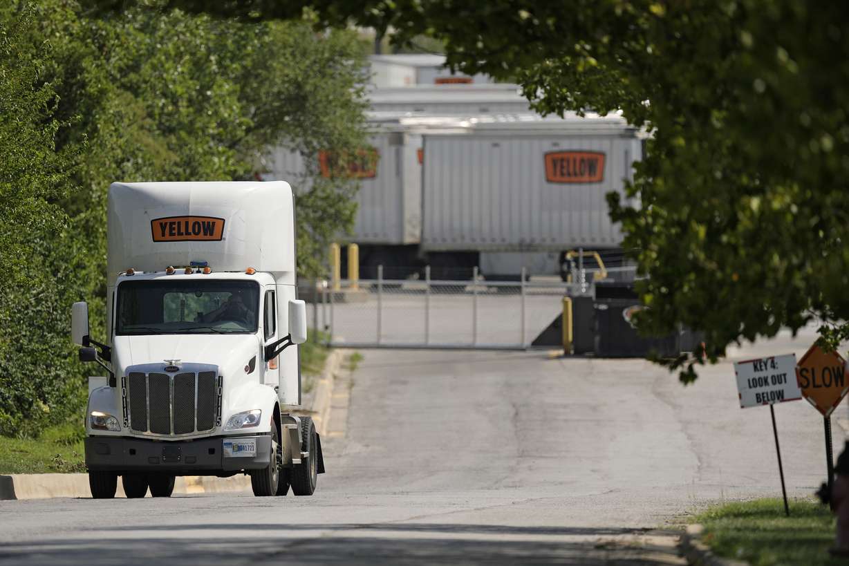 Yellow Corp. trucks are seen at a YRC Freight terminal July 28, in Kansas City, Mo. Yellow Corp. has declared bankruptcy after years of financial struggles and growing debt, marking a significant shift for the U.S. transportation industry and shippers nationwide.