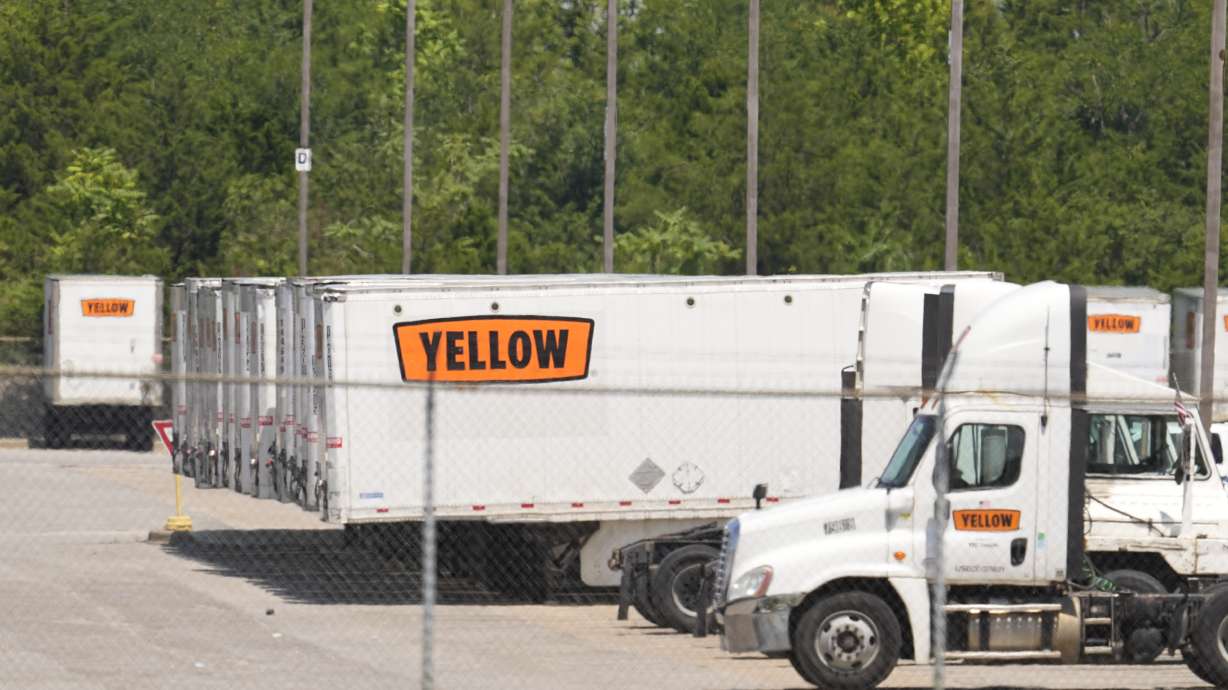 Box trailers and trucks are seen at Yellow Corp. trucking facility July 31, in Nashville, Tenn. The troubled trucking company is shutting down and filing for bankruptcy, the Teamsters said Monday.