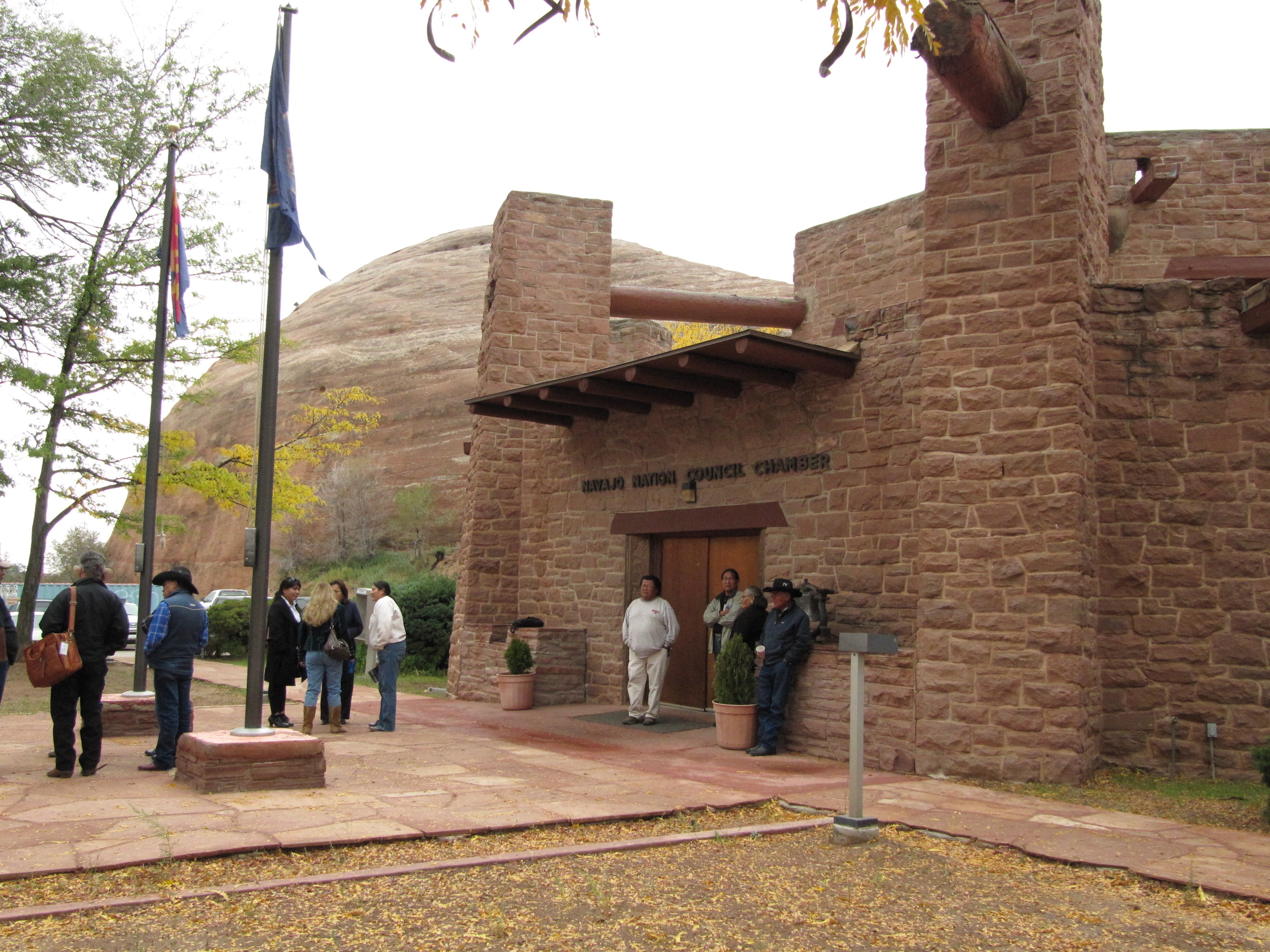 People gather at the Navajo Nation Council chambers in Window Rock, Arizona, on Oct. 21, 2010. New legislation could reverse a 2005 law that outlawed same-sex marriages in the largest Native American reservation.