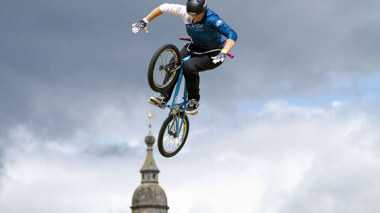United States' Hannah Roberts competes in the women's Elite Qualification in the BMX Freestyle during day four of the 2023 UCI Cycling World Championships at the Sir Chris Hoy Velodrome, Glasgow, Sunday, Aug. 6, 2023.