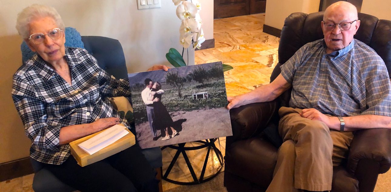 Robert and Claire Nuttall are photographed on their 70th wedding anniversary in St. George on July 21.