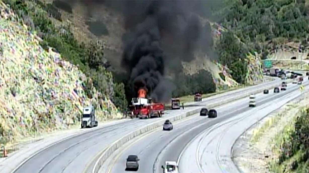 A semitruck fire on westbound Interstate 80 closed the road heading up Parleys Canyon from Salt Lake City to the Park City area on Monday.