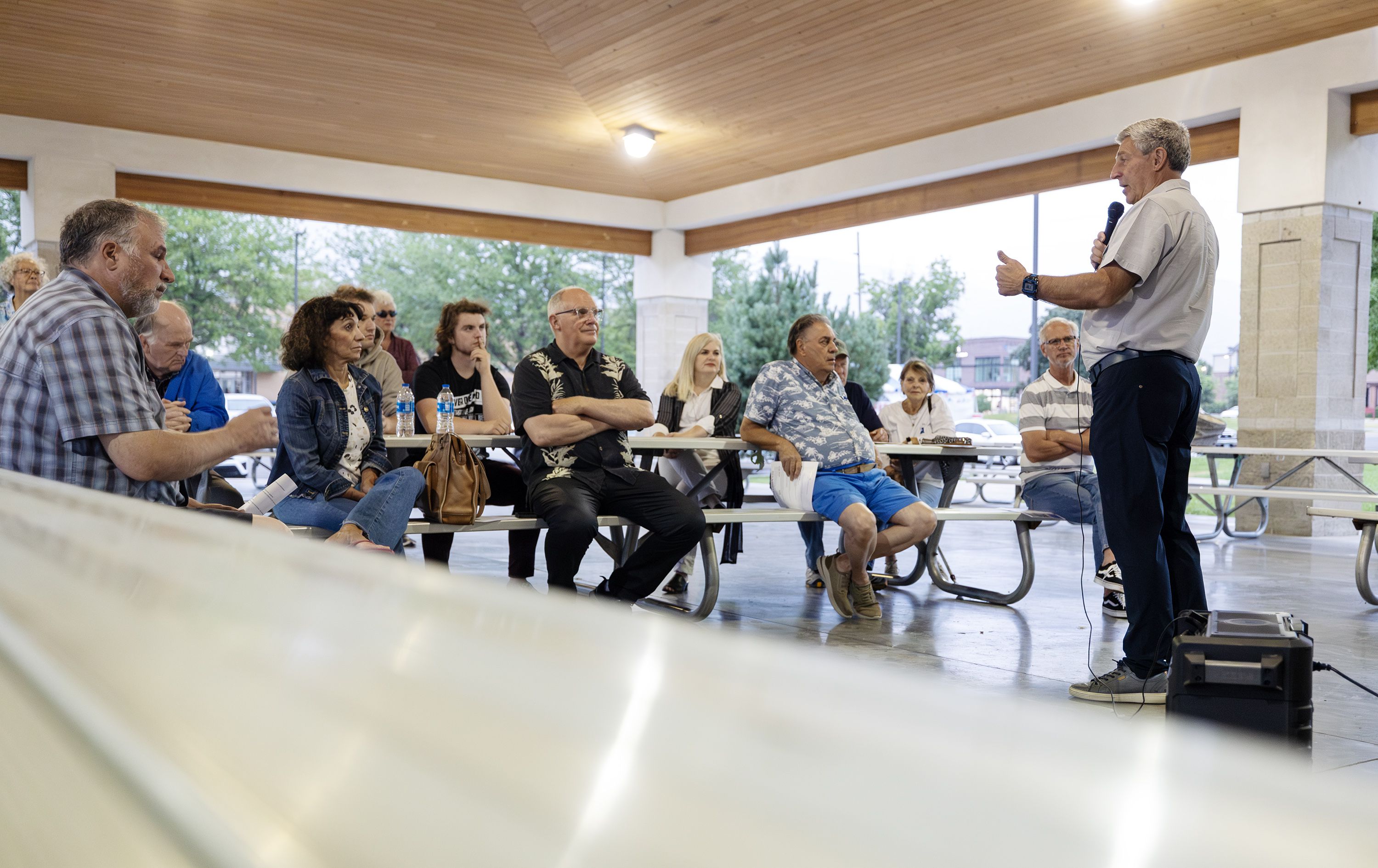 Utah 2nd Congressional District candidate Bruce Hough hosts a gathering at Bountiful Park on July 19.