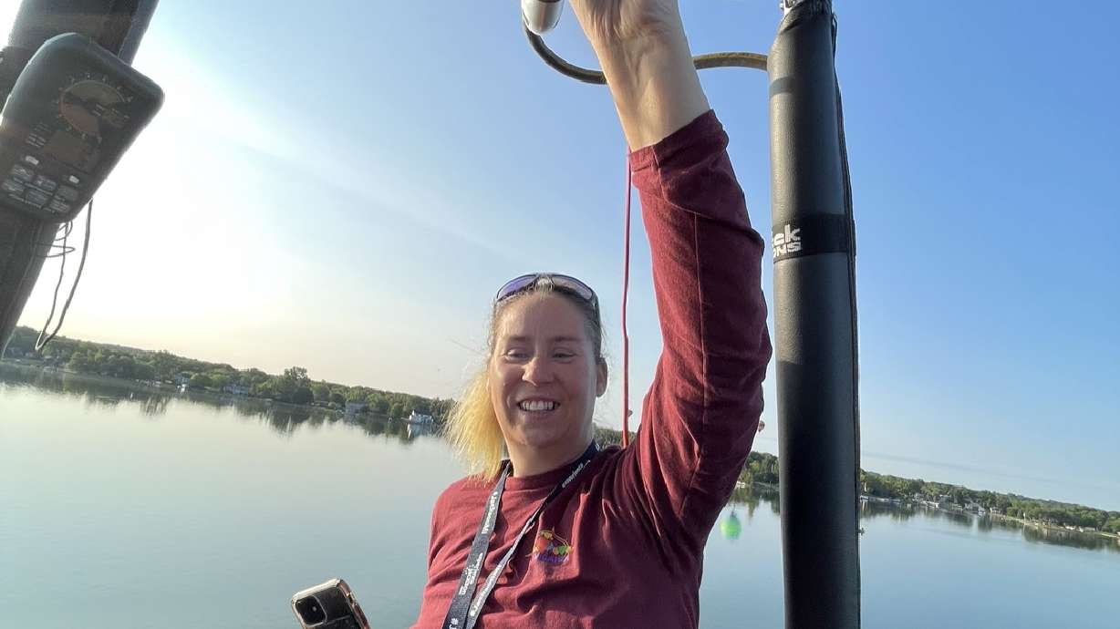 Kimberly Whiteman operates her hot air balloon during the Women's National Competition in Jackson, Missouri, in July.