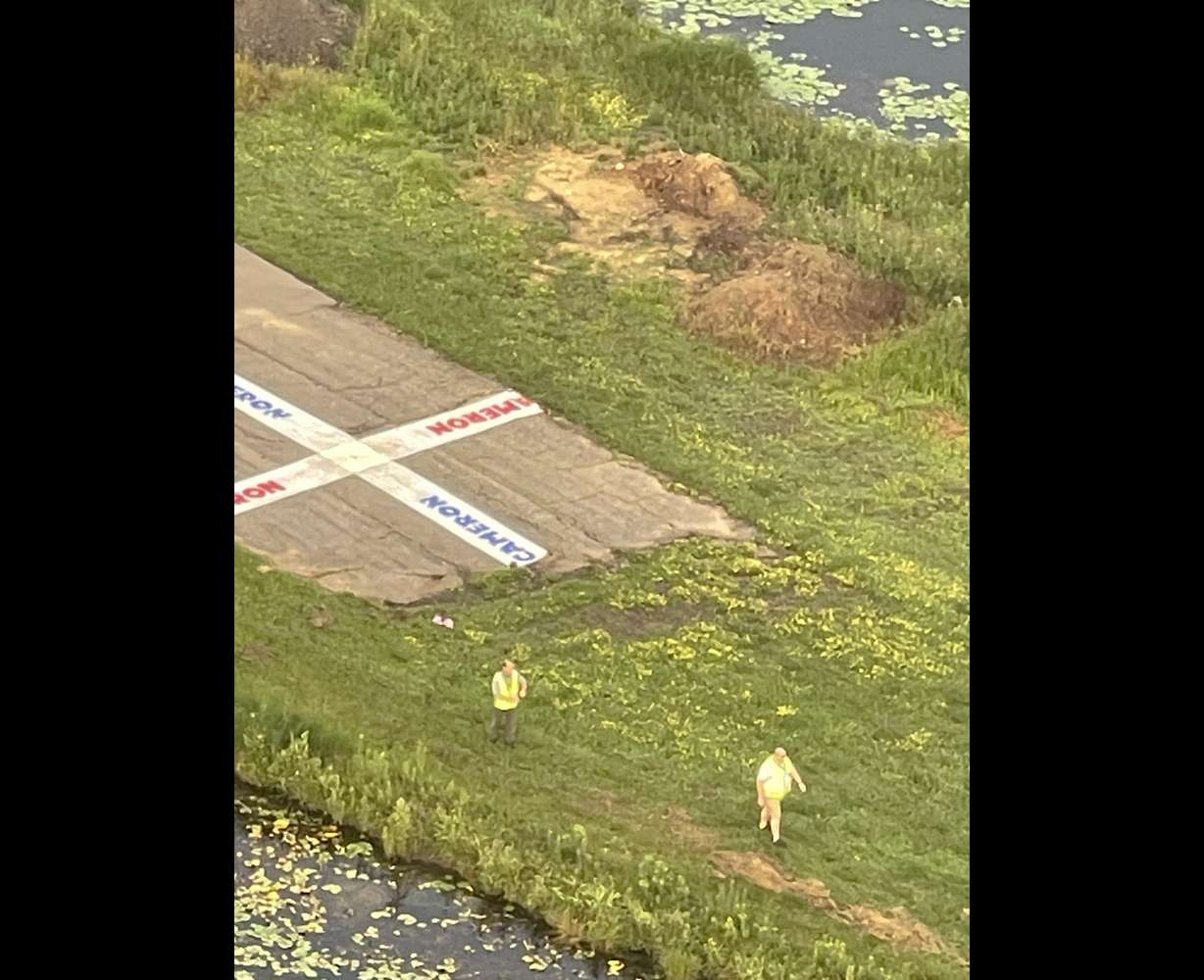 A target on a field in Jackson, Missouri, during the Women's National Hot Air Balloon Championship in July.