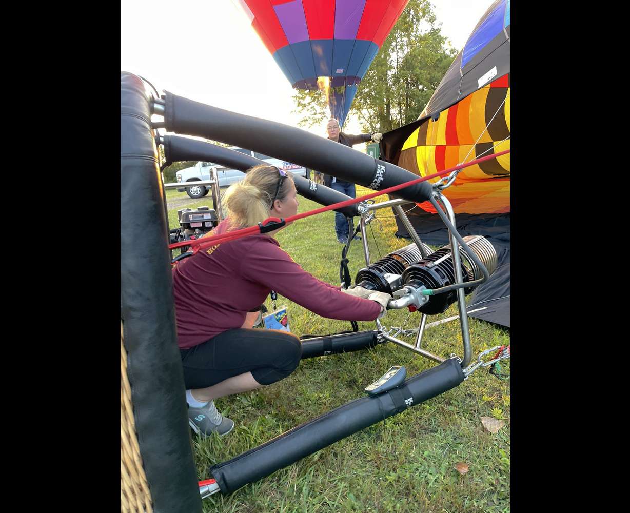 Kimberly Whiteman, of Kamas, operates her hot air balloon during the Women's National Championship in Jackson, Missouri, in July.