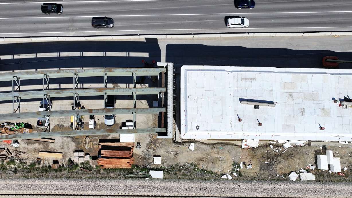 An undated photo of traffic moving through I-15 next to West Davis Highway bridge construction in Farmington. Utah transportation officials and troopers are reminding drivers to slow down in work zones.