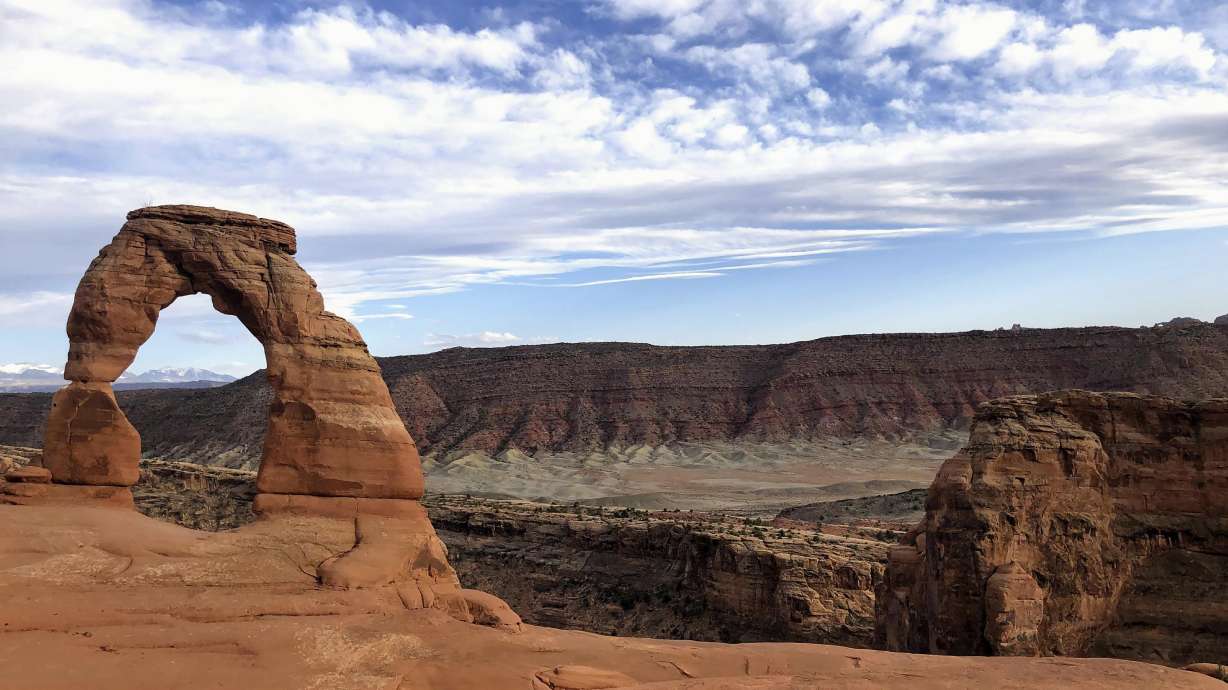 Delicate Arch is seen at Arches National Park on April 25, 2021, near Moab. A Texas man whose body was found in Utah’s Arches National Park is believed to have died of heat stroke while on a trip to spread his father’s ashes.