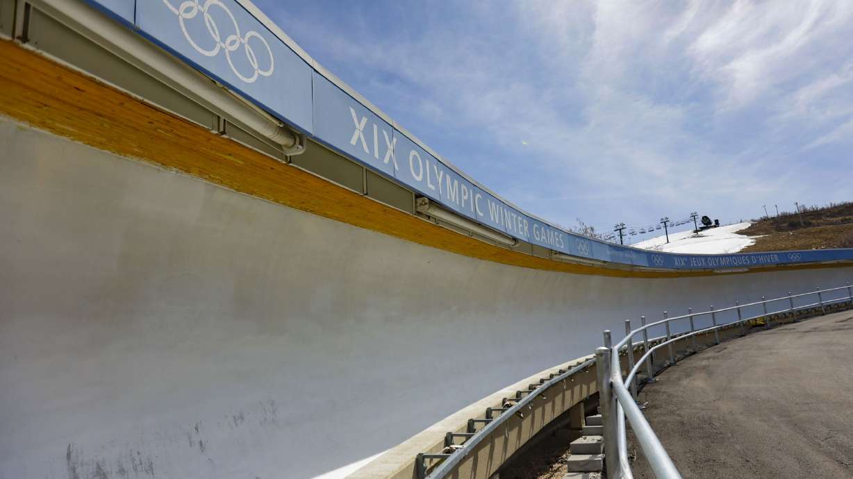 A curve on the bobsled track at the Utah Olympic Park in Park City is pictured on April 25, 2022. Organizers of the 2026 Winter Games in Milan-Cortina, Italy, are ready to spend more than $100 million on a new bobsled, luge and skeleton track despite the International Olympic Committee's push to use existing facilities.