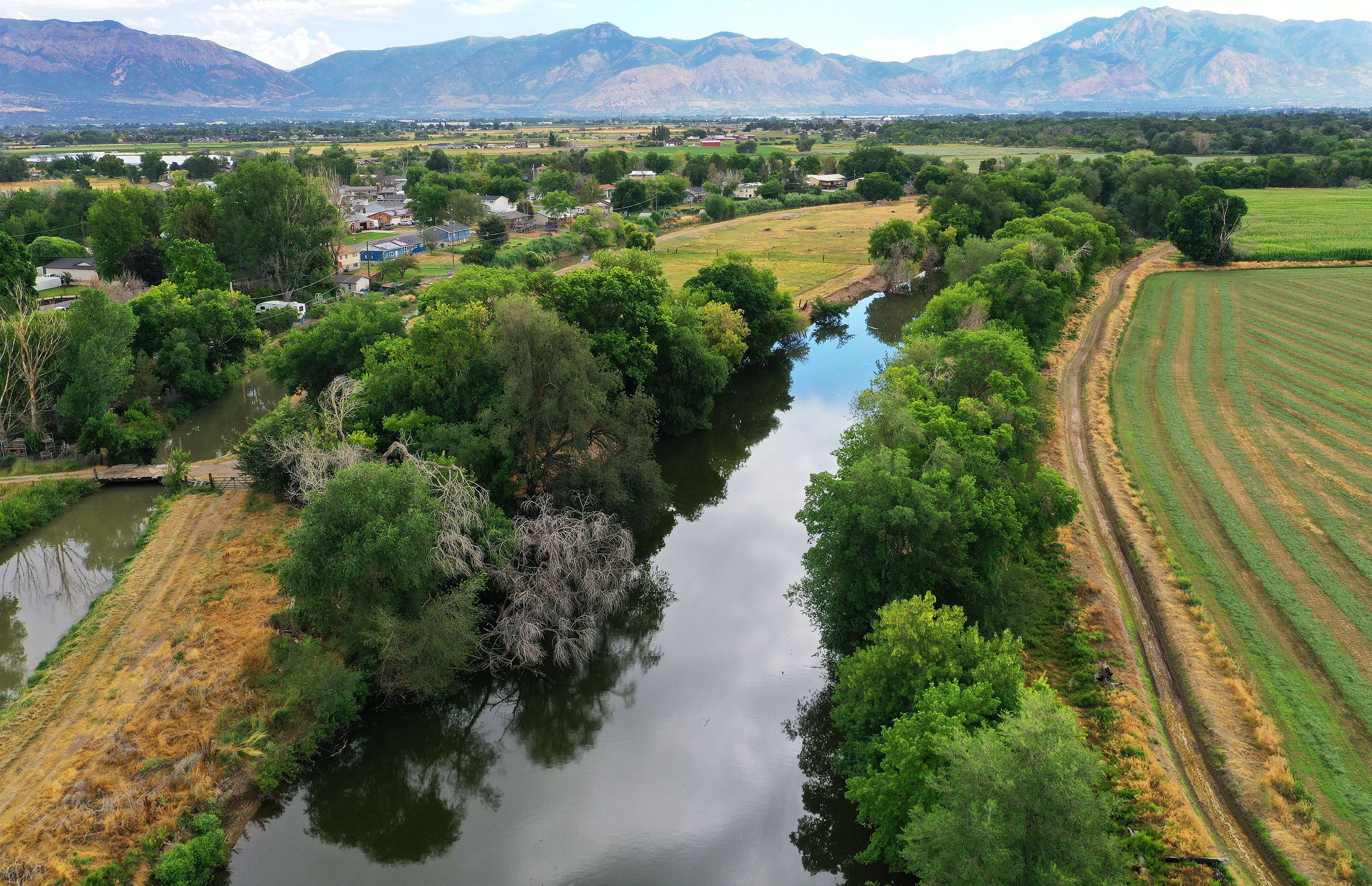 The Weber River and Warren Canal wind through Weber County on July 26. Brad Blanch is a West Weber resident who wants to lease several hundred acre-feet of water to benefit the Great Salt Lake.