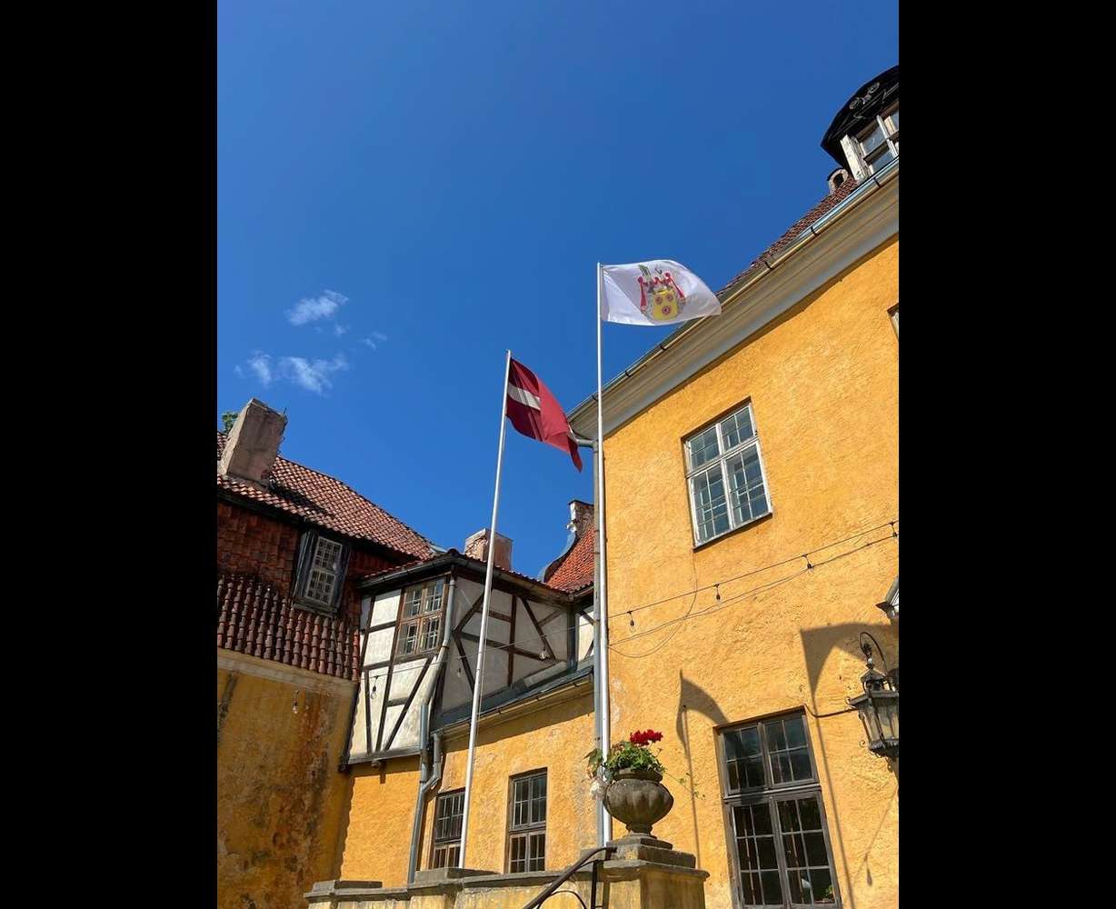 The von Rosen family flag flies over the Lielstraupe castle in Latvia, after Utahn Jakob Von Rosen Imig raised it in April.