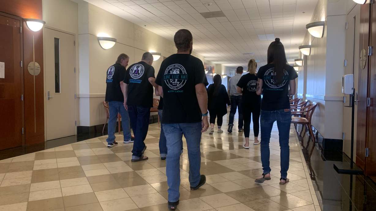 Family and friends of Natalie Thurber walk away from the courtroom where her boyfriend was sentenced to at least 35 years in prison on Tuesday. Michael Nance pleaded guilty to aggravated murder.