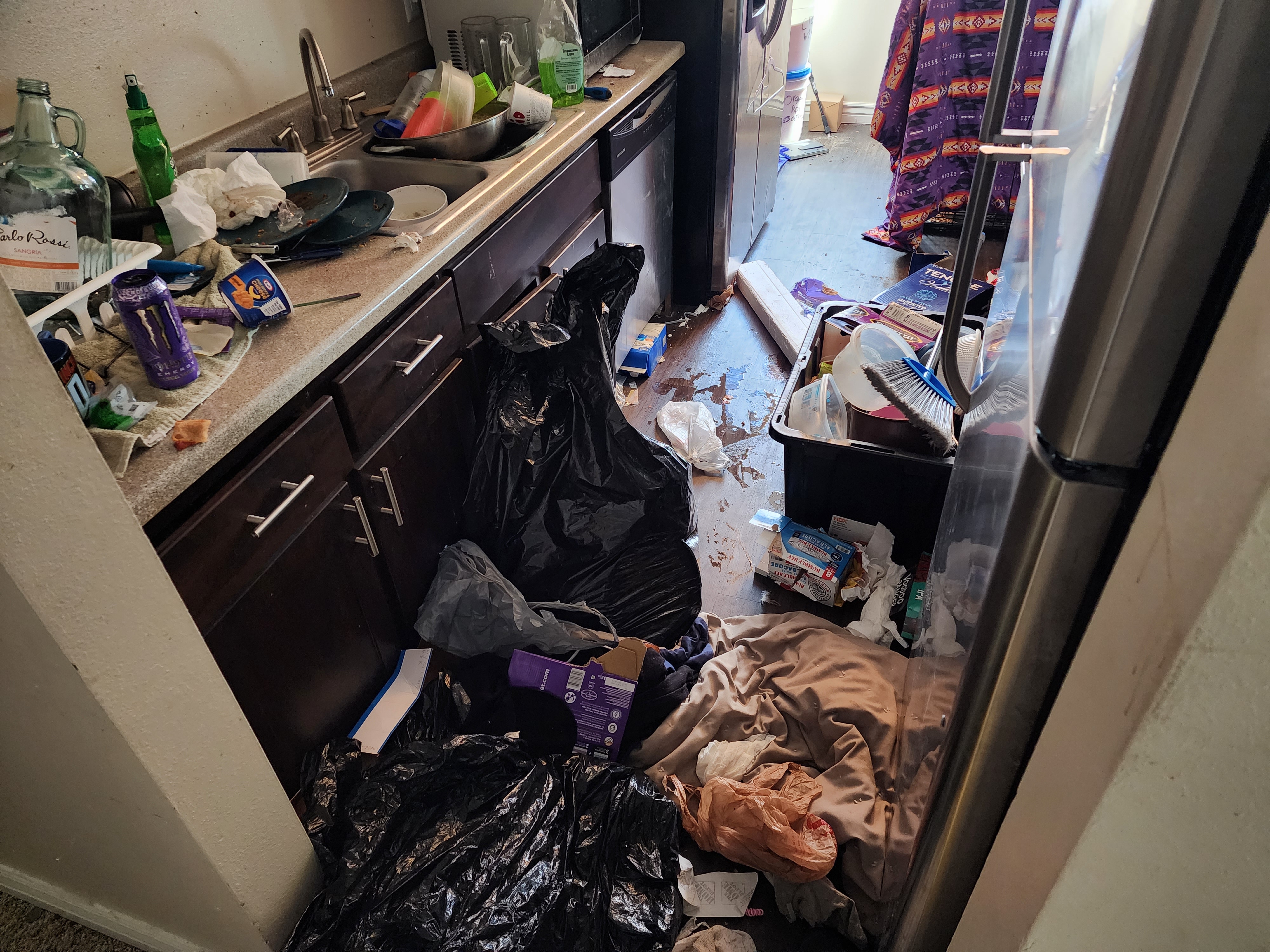 The mess left behind by an evicted tenant in Salt Lake County last month. Any belongings left behind can be sold to offset rent and cleaning fees owed.