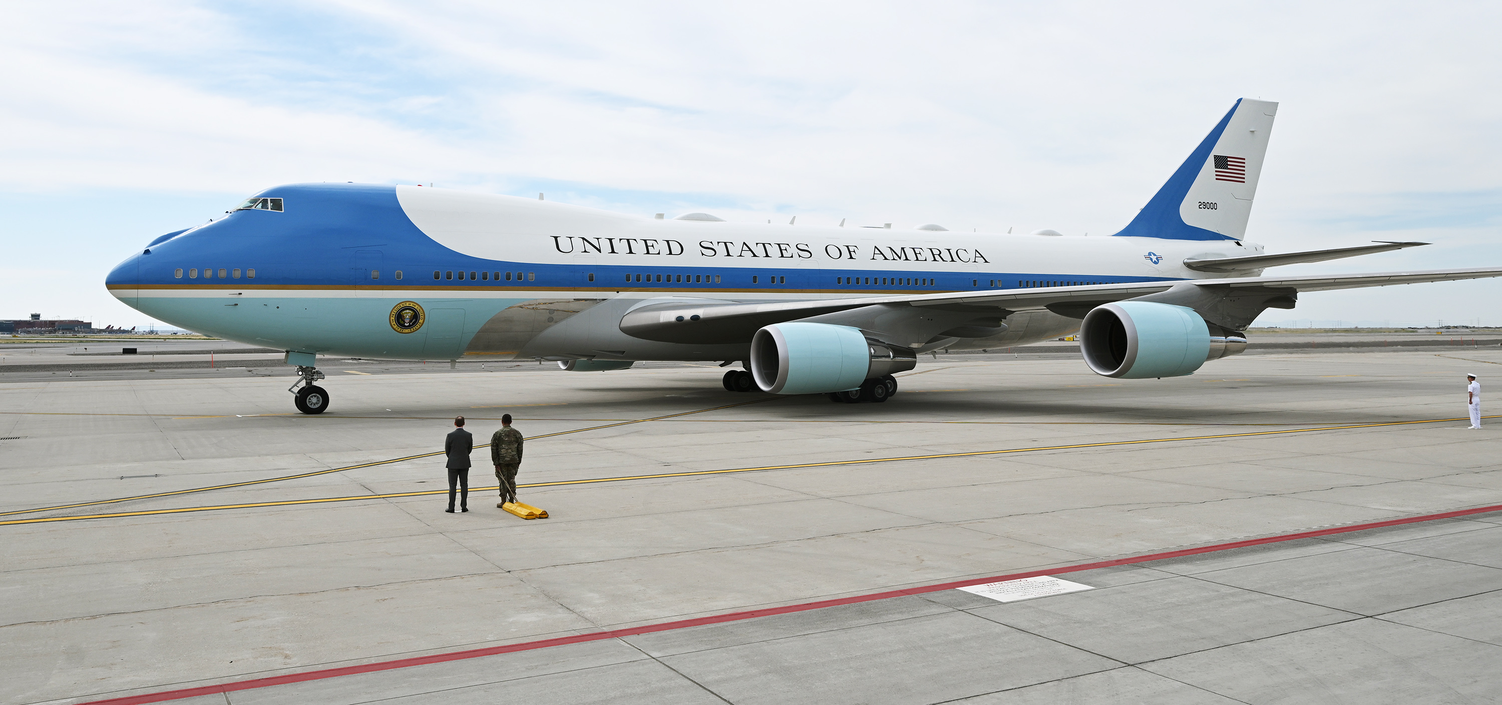 President Joe Biden arrives aboard Air Force One at Roland R. Wright Air National Guard Base, in Salt Lake City on Wednesday.