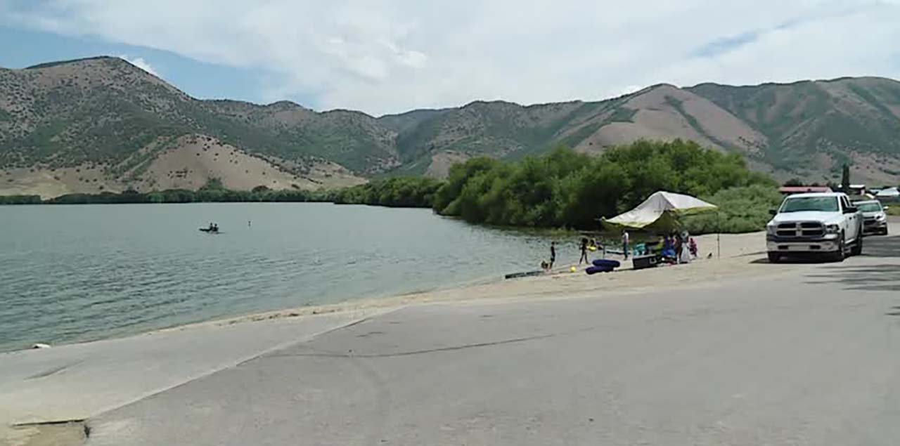 Mantua Reservoir in Box Elder County is seen on Tuesday. Officials are warning of a potentially harmful algal bloom at the reservoir.
