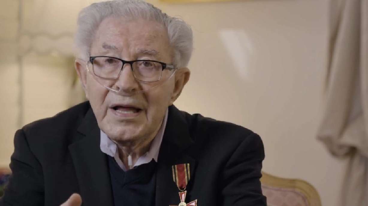 Ben Lesser speaks about his experiences in the Holocaust in a film created by Utah Tech Students “Commit to Living a Life That Has Meaning – A Life That Matters,” St. George, Utah.