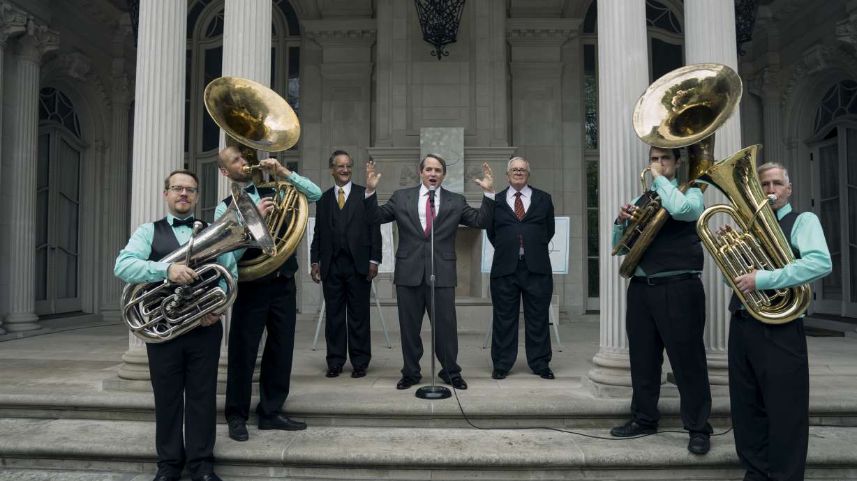 John Rothman as Mortimer Sackler, Matthew Broderick as Richard Sackler and Sam Anderson as Raymond Sackler in "Painkiller."