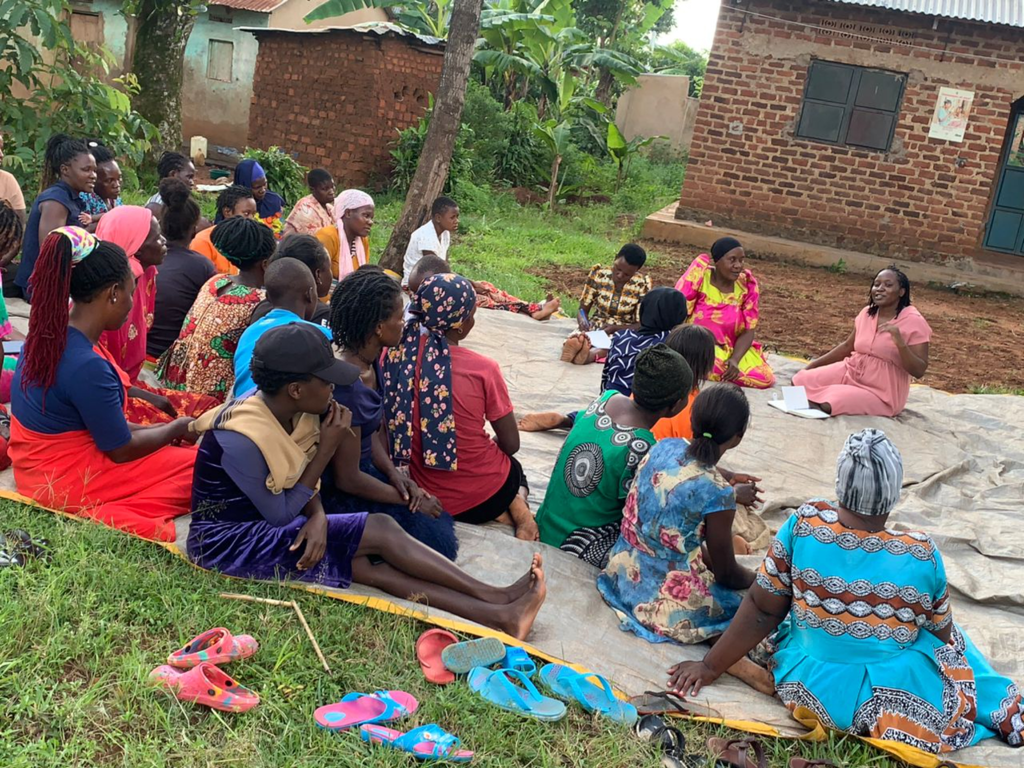 A workshop for young mothers led by the Hunger Project in Uganda. The Hunger Project is one of the recipients of a donation from the Church of Jesus Christ to help feed the hungry around the world.